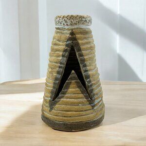 Vintage 1975 Handmade Pottery Display Vase Signed CK Boho Decor